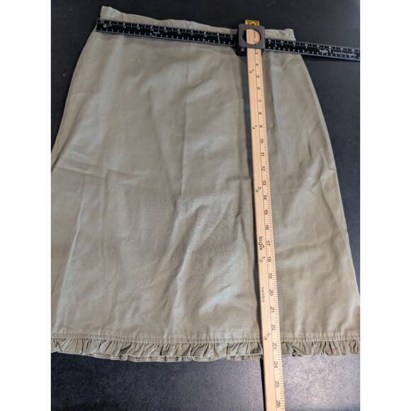 Old Navy Women's Size Medium Pencil Skirt Cotton blend Ruffle khaki Olive Green - Picture 8 of 11